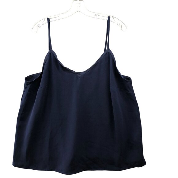 Eloquii Cami Top Womens 16 Navy Blue V-Neck Flowy Chiffon - Picture 1 of 10